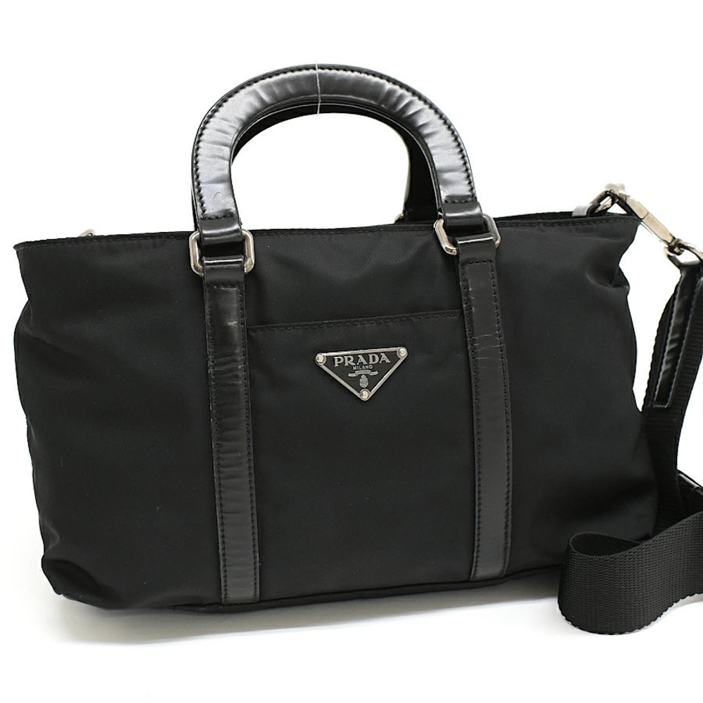 Prada Handbag Black Triangle Plate